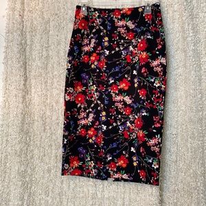 Express Dark Floral Pencil Skirt